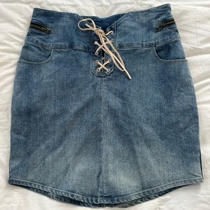 Venus Stretch Denim Mini Lace Up Skirt 8